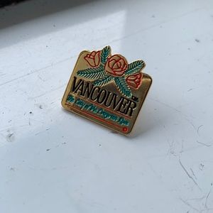Vintage 90s Vancouver British Columbia rose enamel pin